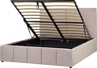 Beliani Cama matrimonial de tejido beige 160x200