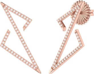 LuvMyJewelry Electric Spark Zig Zag Sterling Silver Diamond Earring