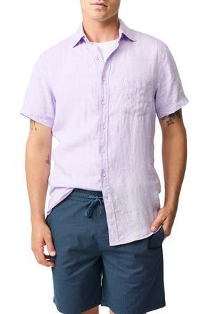 Rodd & Gunn Palm Beach Sports Fit Short Sleeve Linen Button-Up Shirt in Lilac at Nordstrom Rack, Size Large