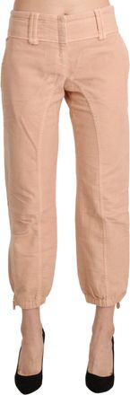 Ermanno Scervino Beige Mid Waist Cropped Cotton Trouser Womens Pants