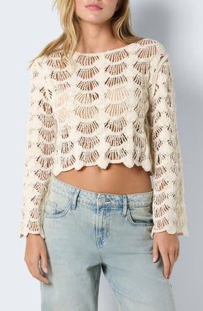 Noisy May Lana Crochet Crop Sweater in Birch at Nordstrom Rack, Size X-Small/small