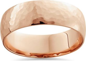 Pompeii3 7mm 14K Rose Gold High Polished Hammered Mens Wedding Band Size Selectable