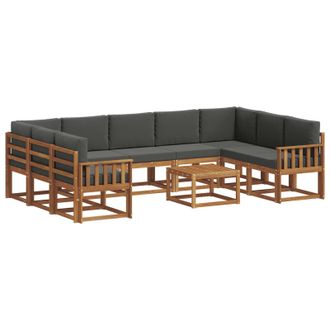 vidaXL Conjunto De Sof&aacute;s De Exterior 10 Pcs Natural Y Antracita Vidaxl