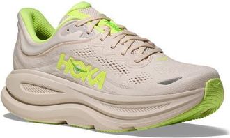Hoka One One Bondi 9 Running Shoe in Grout /Neon Yuzu at Nordstrom, Size 11.5