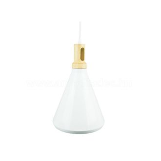 Trade Shop Trade Shop Traesio - Trade Shop - Lampadario Pendente Lampada A Sospensione Parabola Bianca Base In Legno Vt-7525
