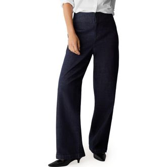 Eileen Fisher Wide Leg Denim Pants in Deep Indigo at Nordstrom, Size X-Small