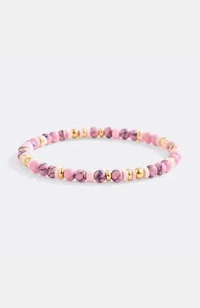 Mint & Lily Stacking Birthstone Beaded Bracelet in October Pink Tourmaline at Nordstrom, Size 7.5