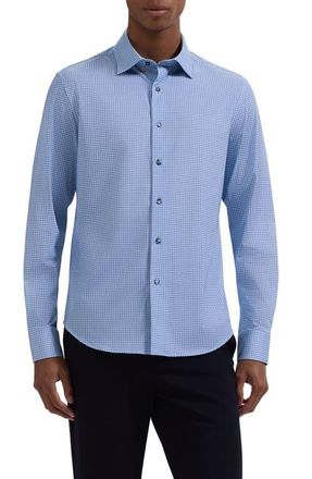 Bugatchi James OoohCotton Geo Print Button-Up Shirt in Air Blue at Nordstrom, Size Xxx-Large