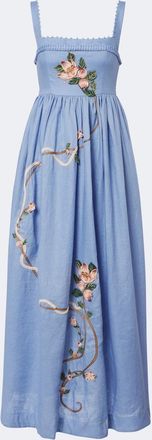 Agua Bendita Barbara embroidered linen maxi dress