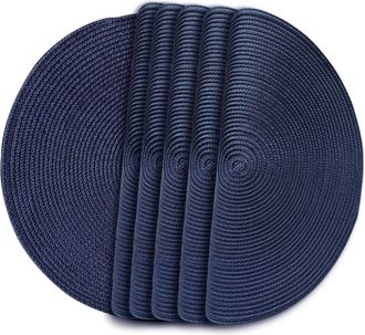 OEM Juego De 6 Manteles Individuales Redondos De Dise&ntilde;o Moderno, Fabricados En Polipropileno Tejido, Antideslizantes Y Lavables (azul Marino, 6 Unidades)