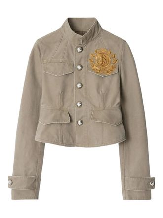 Burberry B Crest cotton jacket - women - Cotton/Polyester/Cotton - 10 - Neutrals