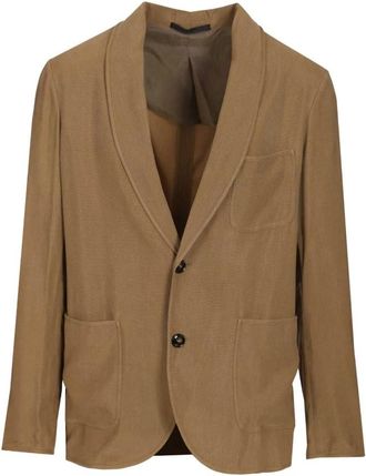 Giorgio Armani ASV Single-Breasted Jacket - Heren - Blazers - Beige - XL - Leer - Jassen