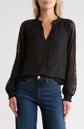 Ramy Brook Agatha Lace Trim Top in Black at Nordstrom Rack, Size Small