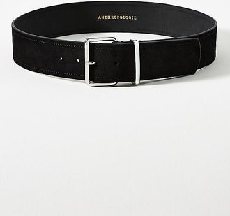 Anthropologie Square-Buckle Suede Belt