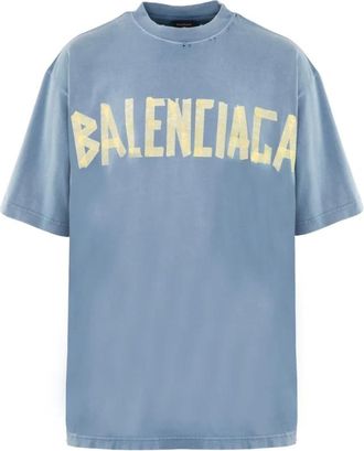 Balenciaga T-Shirts, male, Blue, Size: XL Tape Type T-Shirt