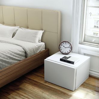 TemaHome home24 temahome Nachtkommode Elodea MDF Weiß Modern 45x31x43 cm (BxHxT)