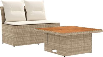 vidaXL 2 Pieza Sof&aacute; Central De Jard&iacute;n Con Mesa Elevable Vidaxl