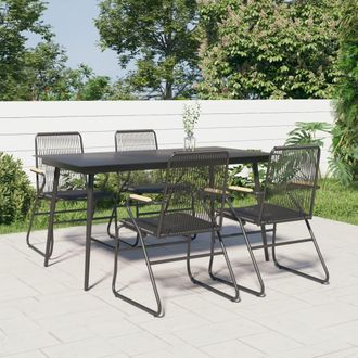 vidaXL Juego De Comedor De Jard&iacute;n 5 Piezas Rat&aacute;n Pvc Negro Vidaxl