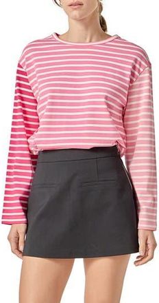 English Factory Colorblock Stripe Long Sleeve Cotton T-Shirt in Pink Multi at Nordstrom Rack, Size X-Small