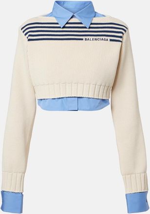Balenciaga Layered striped cropped cotton sweater