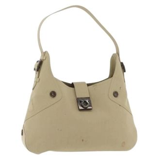 Ferragamo Pre-owned Shoulder Bags, female, Beige, Size: ONE SIZE Pre-owned Canvas Shoulder Bag