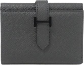 Herm&egrave;s Black Epsom Leather Wallet (Tri-Fold) (Pre-Owned)