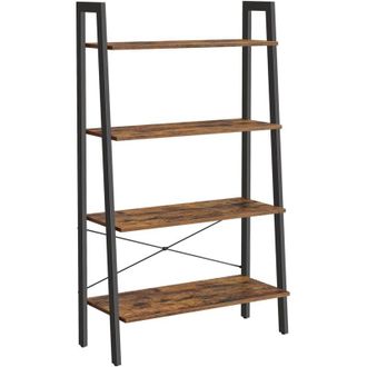 Vasagle Scaffale a Scala, Libreria a 4 Ripiani, Scaffale Portaoggetti, per Soggiorno Camera da Letto Cucina Studio, Stile Industriale, Struttura in Acciaio