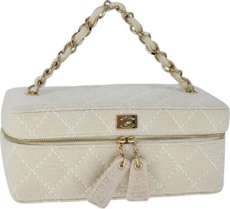 Chanel Vanity Toiletries Cotton White Cotton Bag (Pre-Owned)