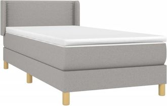 vidaXL Cama Box Spring Con Colch&oacute;n Tela Gris Claro 90x190 Cm Vidaxl
