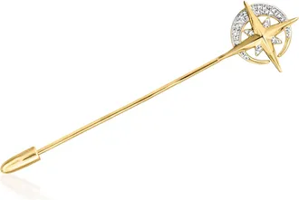 Ross-Simons Diamond Celestial Stick Pin in 18kt Gold Over Sterling