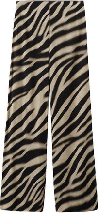 Mango Zebra Print Straight Leg Pants in Black at Nordstrom, Size 6