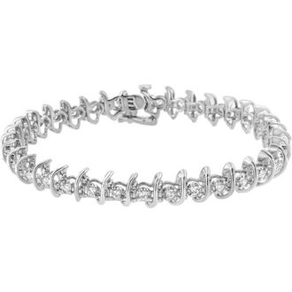 House of Brilliance 925 Sterling Silver 1 cttw Prong-Set Diamond Link Bracelet (I-J, I1-I2) - 7.25 in White at Nordstrom