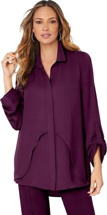 Roaman's Georgette Overlay Big Shirt in Dark Berry at Nordstrom, Size 20