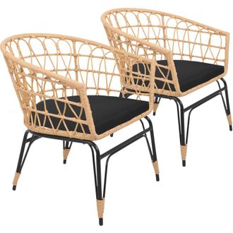 Happy Garden Set di 2 poltrone in rattan sintetico con cuscini AIKO