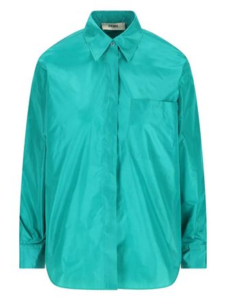 Fendi silk long-sleeve shirt - Blue