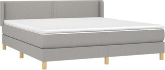 vidaXL Cama Box Spring Con Colch&oacute;n Tela Gris Claro 180x200 Cm Vidaxl