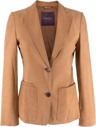 Asprey Tan Leather Single-Breasted Blazer Size XS
