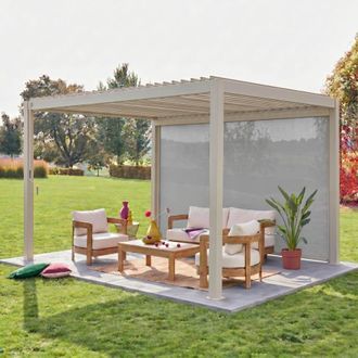 Sweeek P&eacute;rgola bioclim&aacute;tica 3x4m + toldo vertical de 4m, beige