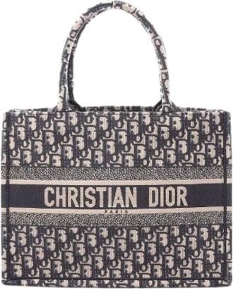 Dior Pre-owned Book Tote Oblique Embroidery Canvas Tote Bag - Dames - Vintage Shopper - Blauw - ONE Size - Vintage