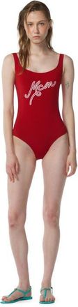MCM Logo Print Swimsuit in Candy Red at Nordstrom, Size X-Large