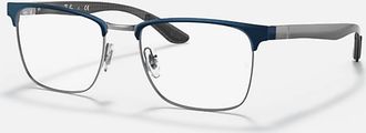 Ray-Ban Mens Square Optic Eyeglasses In Polished Blue On Grey