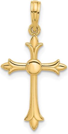 Diamond2Deal 14k Yellow Gold Fancy Cross Charm Pendant