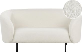 Beliani Beliani - Sof&aacute; 2 Plazas De Poli&eacute;ster Negro Blanco Boucl&eacute; Suave Patas Retro Glamour Loen