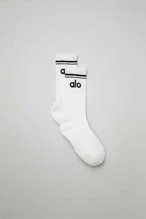 Alo | Womens Throwback Barre Socks in White/Black, Size: Small/Medium