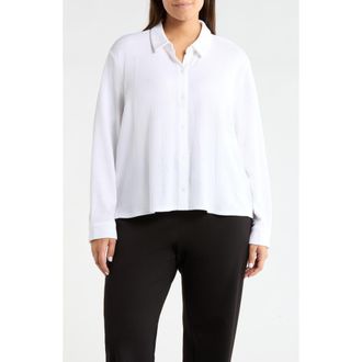 Eileen Fisher Classic Collar Crop Button-Up Shirt in White at Nordstrom, Size 1 X