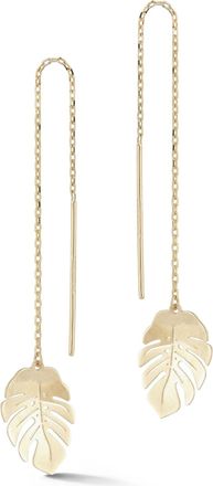 Ember Fine Jewelry 14K Gold Leaf Threader Earrings