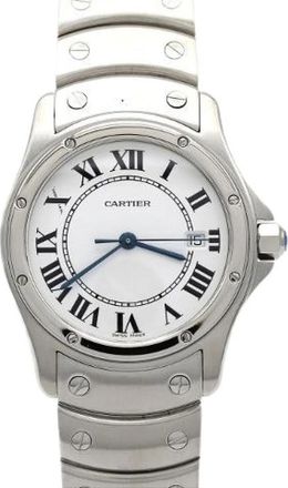 Cartier Pre-owned Santos Ronde Roestvrijstalen Quartz - Dames - Vintage Horloges - Wit - ONE Size - Vintage