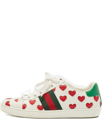 Gucci web-stripes heart sneakers - Bianco