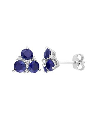 Rina Limor Silver 1.90 ct. tw. Lab-Grown Created Blue Sapphire, Created White Sapphire Earrings
