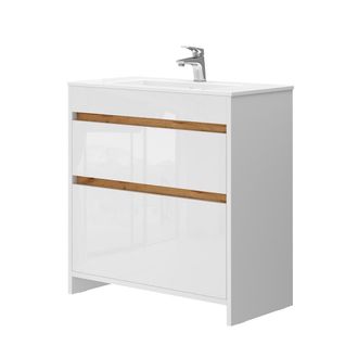 Vicco Conjunto De Muebles De Ba&ntilde;o Detmold, Blanco, 2 Partes, Armario Bajo 80 Cm